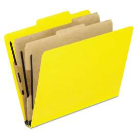 Six-Section Colored Classification Folders, 2 Dividers, Letter Size, Yellow, 10/Box