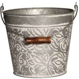 8" GalvWHT Flor Planter