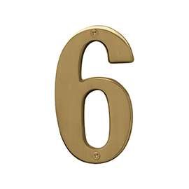 HY-KO Prestige Series BR-51PB/6 House Number, Character: 6, 5 in H Character, Brass Character, Solid Brass