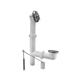 Keeney 64W-K Bath Drain, Plastic, Chrome, For: All Standard Size Tubs