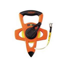 Hi-Viz Orange Reel Fiberglass Tapes, 1/2 in x 50 ft, 1/10 in Grad.
