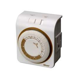 Woods 50001 Mechanical Timer, 15 A, 125 V, 1875 W, 24 hr Time Setting, 24 On/Off Cycles Per Day Cycle, White