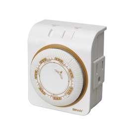Woods 50002 Mechanical Timer, 15 A, 125 V, 1875 W, 7 days Time Setting, 6 On/Off Cycles Per Day Cycle, White