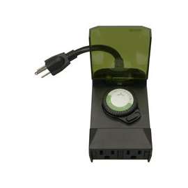 Woods 50011 Mechanical Timer, 15 A, 125 V, 1875 W, 24 hr Time Setting, 24 On/Off Cycles Per Day Cycle, Black