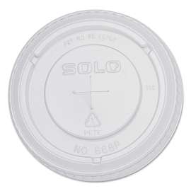 PETE Flat Straw-Slot Cold Cup Lids, 16oz Cups, Clear, 100/Pack, 10 Packs/Carton