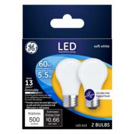 GE 2PK 5.5W SW A15 Bulb