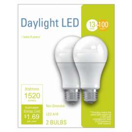GE 2PK 13W Day A19 Bulb