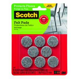 8CT 1"GRY RND Felt Pads