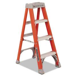 Fiberglass Heavy Duty Step Ladder, 23" Working Height, 300 lbs Capacity, 3 Step, Orange