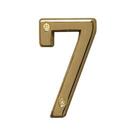 HY-KO Prestige Series BR-42PB/7 House Number, Character: 7, 4 in H Character, Brass Character, Solid Brass