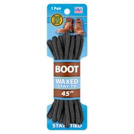 45" BLK Waxed Boot Lace