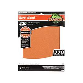 Gator 4465 Sanding Sheet, 11 in L, 9 in W, Extra Fine, 220 Grit, Garnet Abrasive, Paper Backing