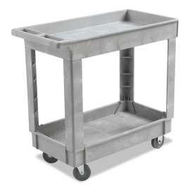 Utility Cart, Two-Shelf, 16w x 34d, Swivel Casters, Resin, Gray