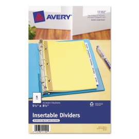 Insertable Standard Tab Dividers, 5-Tab, 8 1/2 x 5 1/2