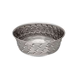 Loving Pets 7255 Pet Feeding Dish, M, 1 qt Volume, Rubber Base/Stainless Steel Body, Silver