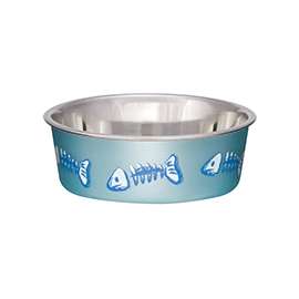 Loving Pets 7750 Cat Bowl, 0.5 pt Volume, Stainless Steel, Blue
