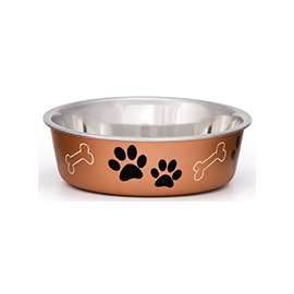 Loving Pets 7452LC Pet Feeding Bowl, L, 52 oz Volume, Polyresin/Stainless Steel, Copper