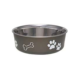 Loving Pets 7404SE Pet Feeding Bowl, S, 15 oz Volume, Polyresin/Stainless Steel, Espresso
