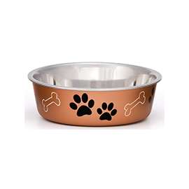 Loving Pets 7453XLC Pet Feeding Bowl, XL, 72 oz Volume, Polyresin/Stainless Steel, Copper