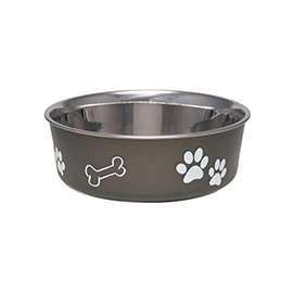 Loving Pets 7407XLE Pet Feeding Bowl, XL, 72 oz Volume, Polyresin/Stainless Steel, Espresso