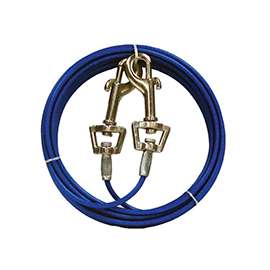Boss Pet PDQ Q231500099 Pet Tie-Out Belt with Twin Swivel Snap, 15 ft L Belt/Cable, For: Medium Dogs Up to 35 lb
