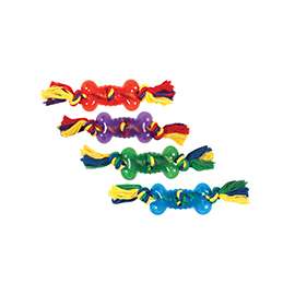 Chomper WB11731M Dog Toy, Bone and Rope Tug Toy, Cotton/Thermoplastic Rubber, Assorted