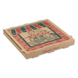Corrugated Pizza Boxes, 14 x 14 x 1 3/4, Kraft, 50/Carton