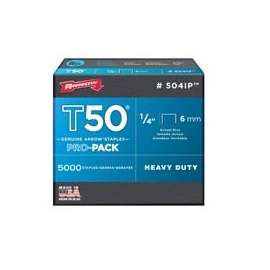 Arrow T50 Series 504IP Flat Crown Staple, 3/8 in W Crown, 1/4 in L Leg