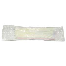 Wrapped Cutlery Kit, Spork/Straw/Napkin, 5.25", White, 1000/Carton