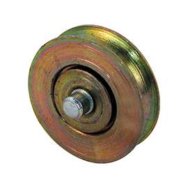 Prime-Line D 1765 Door Roller with Axle, 1-1/4 in Dia Roller, 5/16 in W Roller, Steel, Yellow, 2-Roller