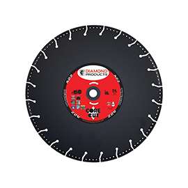 DIAMOND PRODUCTS 21571 Circular Saw Blade, 14 in Dia, 1 in Arbor, 24-Teeth, Diamond Cutting Edge