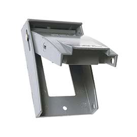 HUBBELL 5028-5 Cover, 4-1/2 in L, 2-3/4 in W, Metal, Gray, Powder-Coated