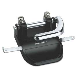 40-Sheet Heavy-Duty Steel Two-Hole Punch, 1/4" Holes, Steel, Black/Chrome