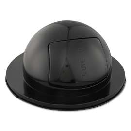 Domed Drum Lid with Push Door, Round, 24.5 x 12.25, Black
