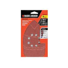 Black+Decker BDAMMMX-5 Sanding Sheet, 4.06 in W, 4-3/8 in L, 80, 120, 220 Grit, Aluminum Oxide Abrasive