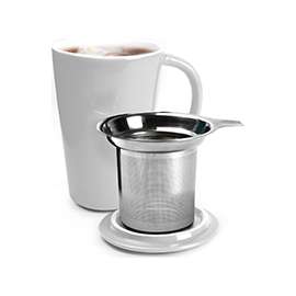 Primula PCMWH-6214 Tea Brewing Mug, 14 oz Capacity, Ceramic, White