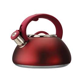 Primula Avalon Series PAVRE-6225 Whistling Tea Kettle, 2.5 qt Capacity, Stay-Cool Handle, Steel, Red
