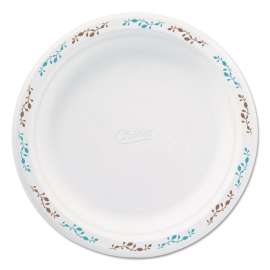Molded Fiber Dinnerware, Plate, 8 3/4"Dia, White, Vines Theme, 500/Carton