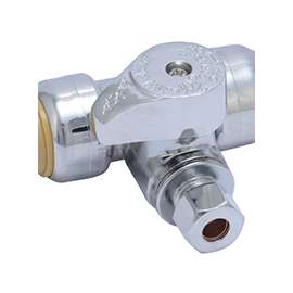 SharkBite 24983A Tee Stop, 1/2 x 1/2 x 1/4 in Connection, PTC x Compression, 200 psi Pressure, Brass Body
