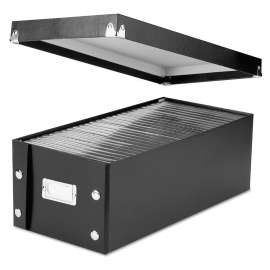 Media Storage Box, Holds 26 DVDs in Full-Size DVD Cases, Black