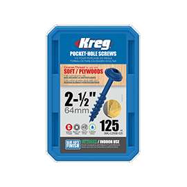 Kreg Blue-Kote SML-C250B-125 Pocket-Hole Screw, #8 Thread, Coarse Thread, Maxi-Loc Head, Square Drive, Carbon Steel