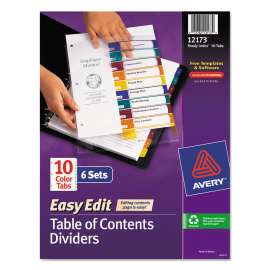 Ready Index Customizable Table of Contents, Asst Dividers, 10-Tab, Ltr, 6 Sets