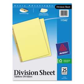 Untabbed Sheet Dividers, Untabbed, Letter