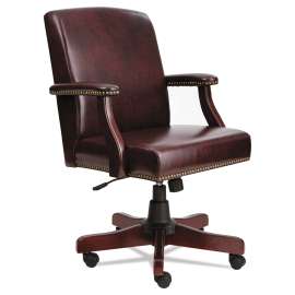 Alera Traditional Series Mid-Back Chair, Supports up to 275 lbs., Oxblood Burgundy Seat/Oxblood Burgundy Back, Mahogany Base
