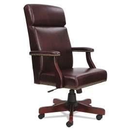 Alera Traditional Series High-Back Chair, Supports up to 275 lbs., Oxblood Burgundy Seat/Oxblood Burgundy Back, Mahogany Base