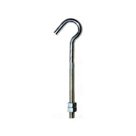 ProSource LR326 Hook Bolt, 9.3 mm Thread, 4 in L Thread, 7-1/4 in L, Steel, Zinc