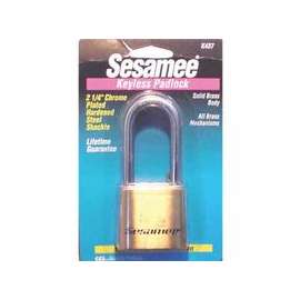 Sesamee® Keyless Padlock, 5/16 in dia, 2-1/4 in L X 1 in W, Brass
