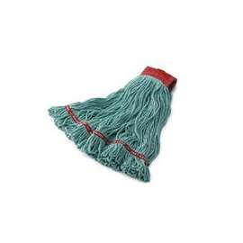 Rubbermaid Swinger Loop FGC11306 GR00 Wet Mop Head, 1 in Headband, Cotton/Synthetic, Green