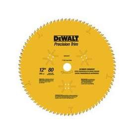 DeWALT Precision Trim DW3232PT Saw Blade, 12 in Dia, 1 in Arbor, 80-Teeth, Carbide Cutting Edge