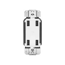 Leviton R02-USB4P-0BW USB Charger, 4 -Pole, 4.2 A, 125 V, 4 -USB Port, Type A USB, White